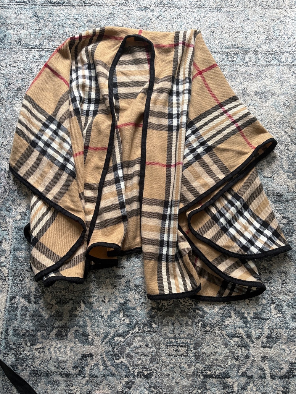 Classic Plaid Cape Jacket in Camel